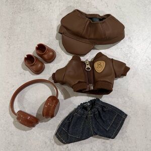 Labubu leather jacket 5 piece outfit